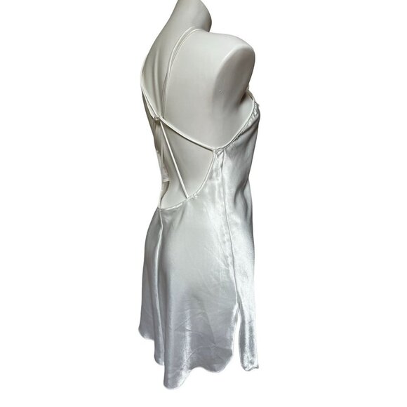 Vintage 80s White Satin Lace Slip Dress Medium fits Small - Picture 8 of 12